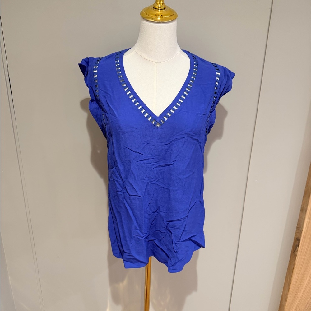 Rebecca Taylor Cobalt Blue V-Neck Blouse